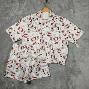 Vtg 80s Jacobson's Cabana Set Men L Nautical Anchor Terry Lined Shirt Shorts NWT